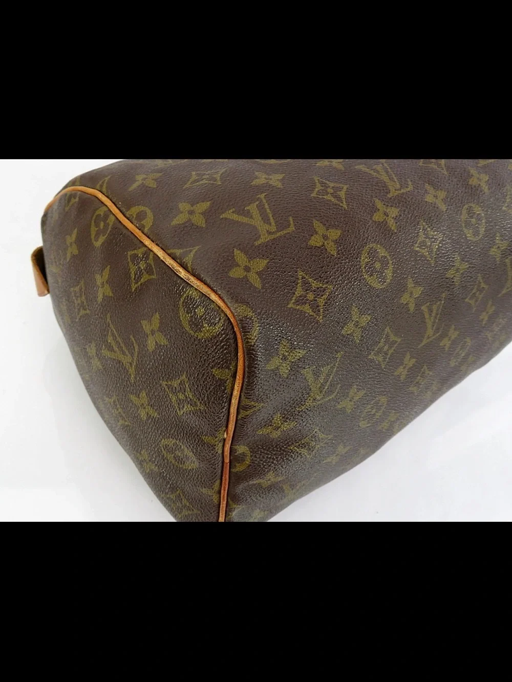 Louis Vuitton Brown Monogram Canvas Satchel with Tan Leather Trim